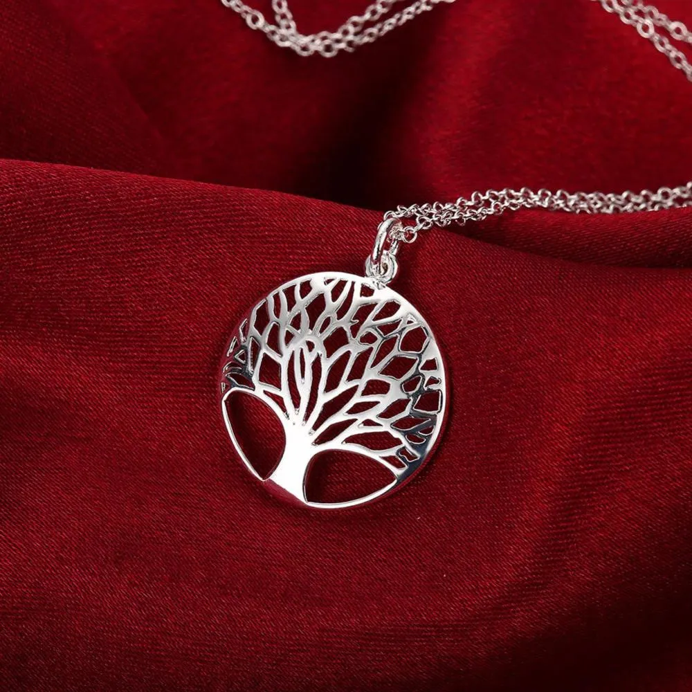 Best Silver Tree Of Life jewelry set necklace earring 18inch totem gift wife girl friend women wedding Valentines