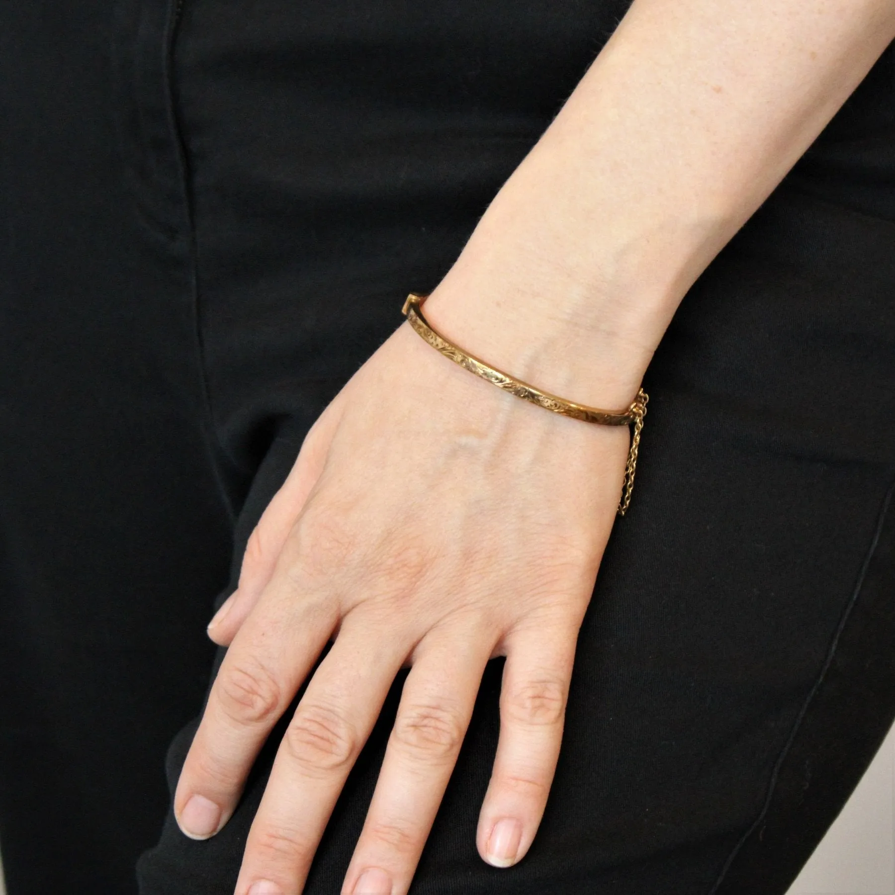 'Birks' Thin Ornate Engraved Cuff | 6" |