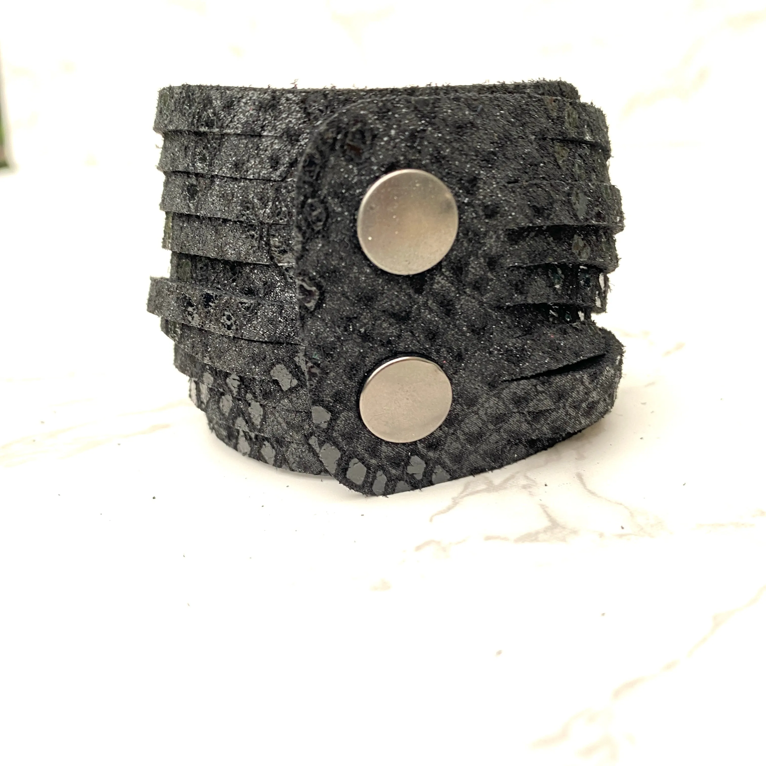 Black Snake Large Sliced Cuff