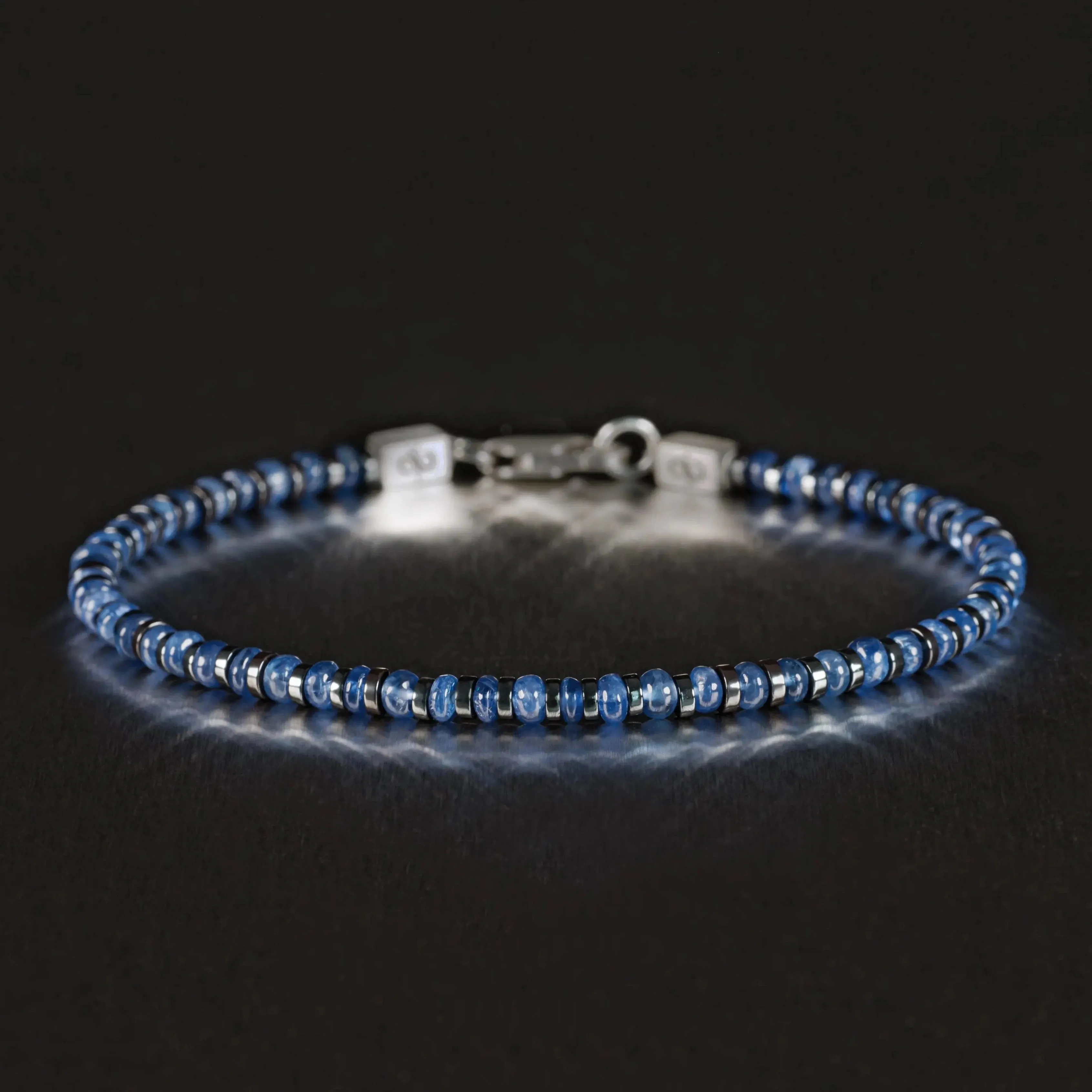 Blue Sapphire - Hematite Bracelet IV (3-3.5mm)