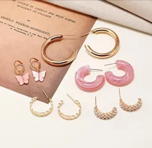 Brass With Pearl Western Earrings For Women, Multicolour Metal Hoop Earring
