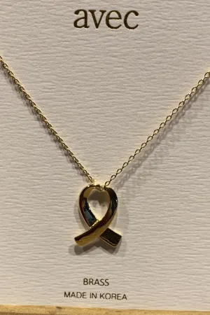 Breast Cancer Gold Ribbon Necklace