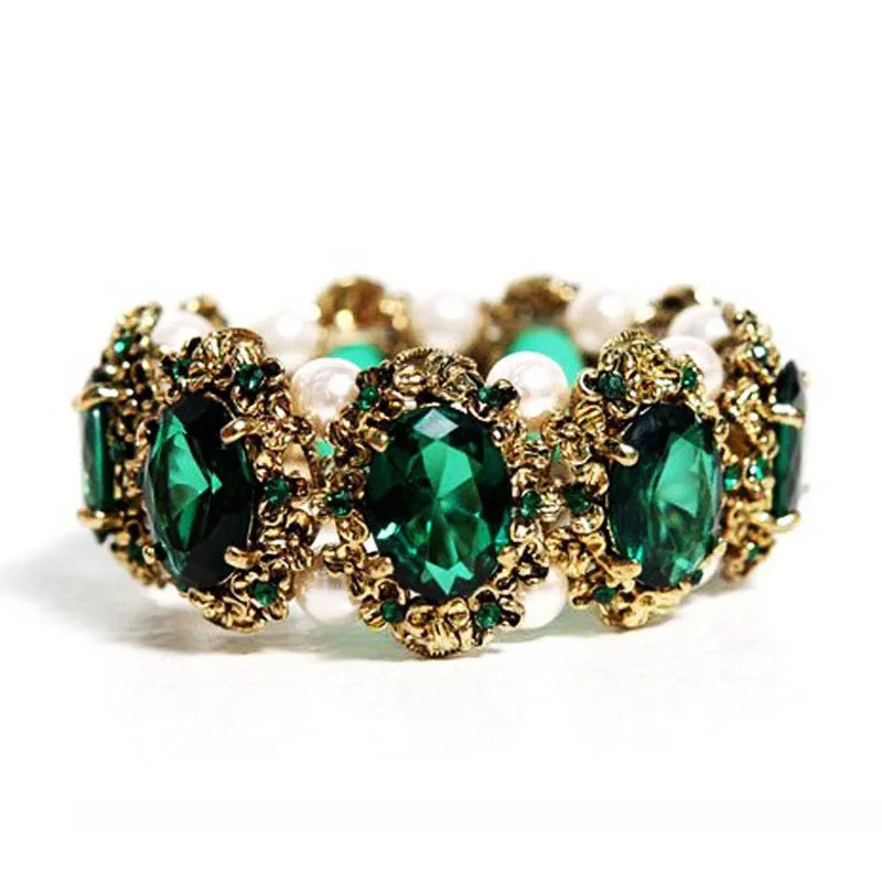 Bridal Fashion Jewelry Sets Crystal Vintage Bronze Plated Necklace Earrings Bracelet Rings