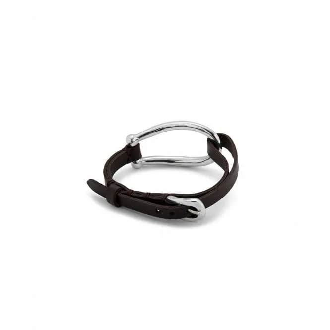 Bruh Leather Large Sterling Silver Plated Central Link Bracelet