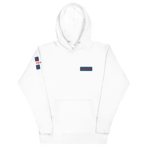 Capital H's Unisex Hoodie (Red Hoovi Print) Muted Blue & White Logo