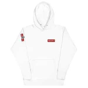 Capital H's Unisex Hoodie (White Hoovi Print) Muted Red & Grey Logo