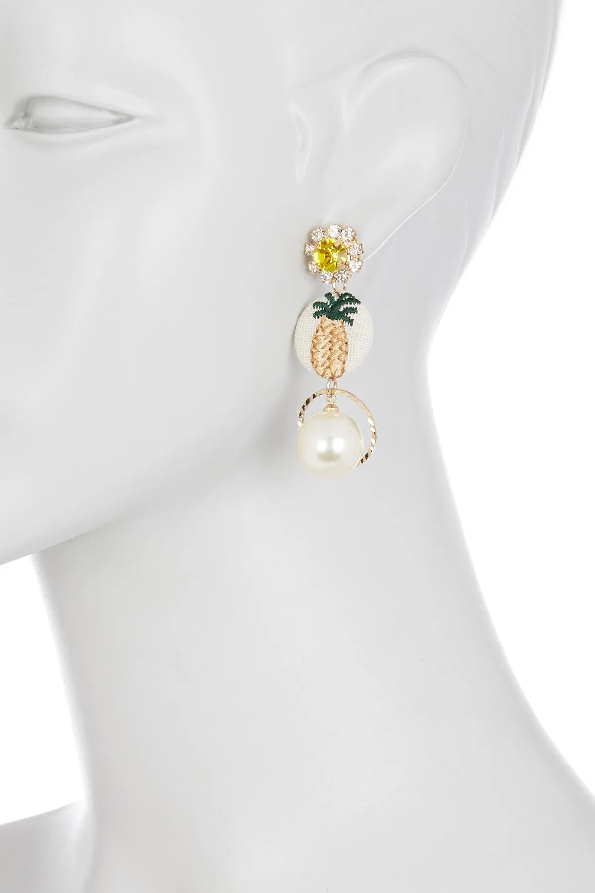 Cara Accessories Rhinestone Mismatched Pineapple Dangle Earrings
