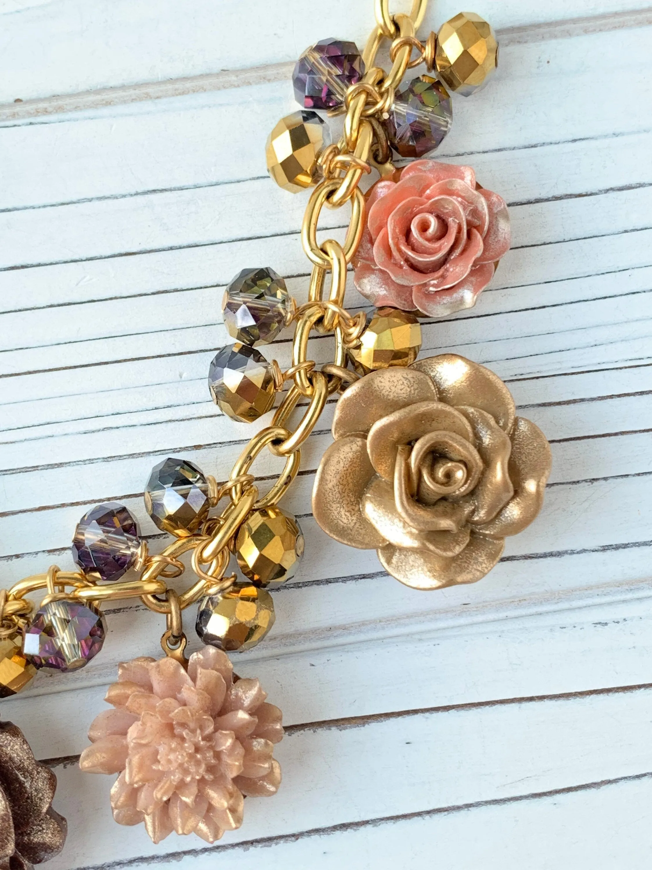 Caramel Honey Fall Bouquet Charm Necklace