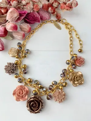 Caramel Honey Fall Bouquet Charm Necklace