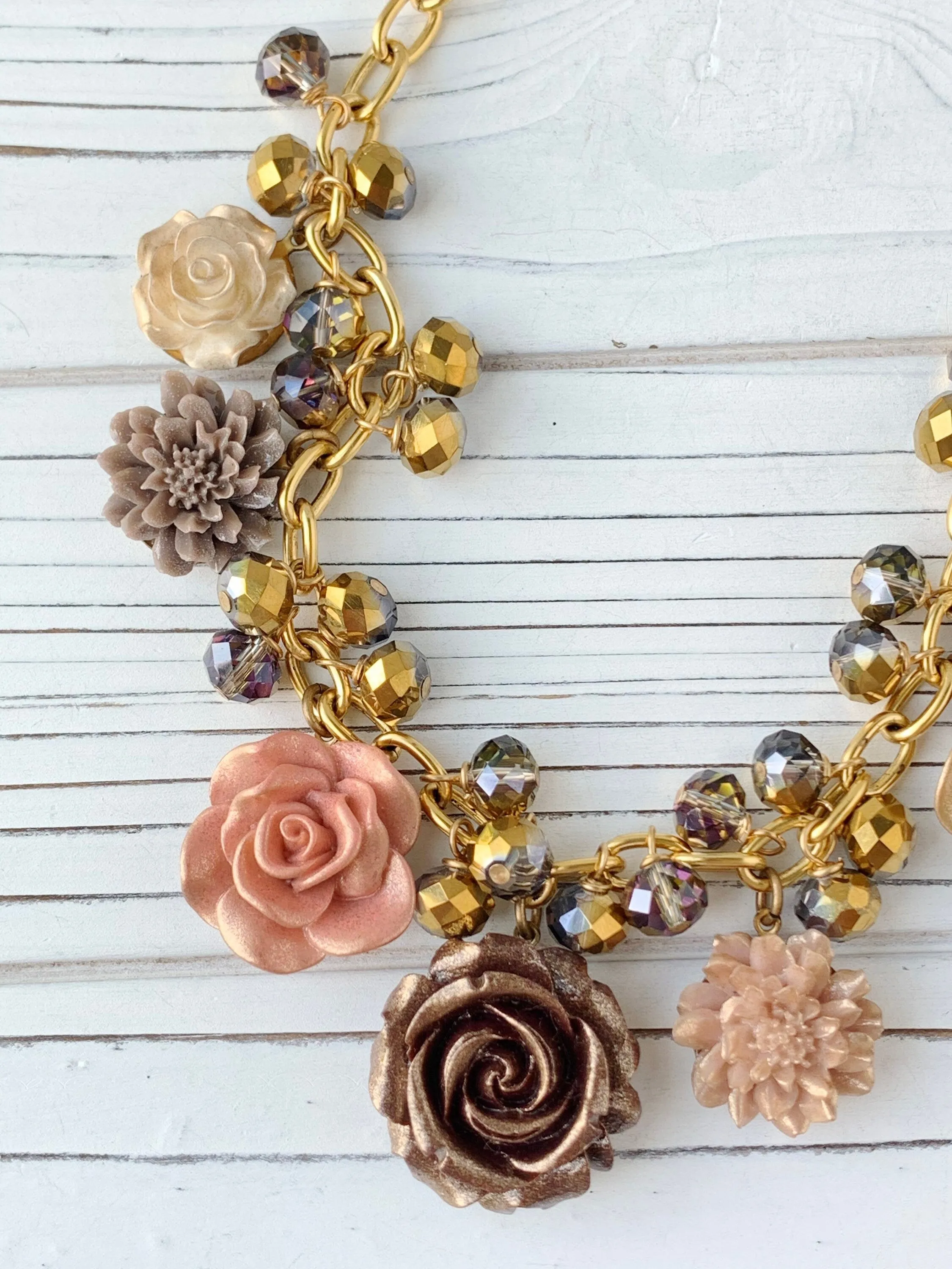 Caramel Honey Fall Bouquet Charm Necklace