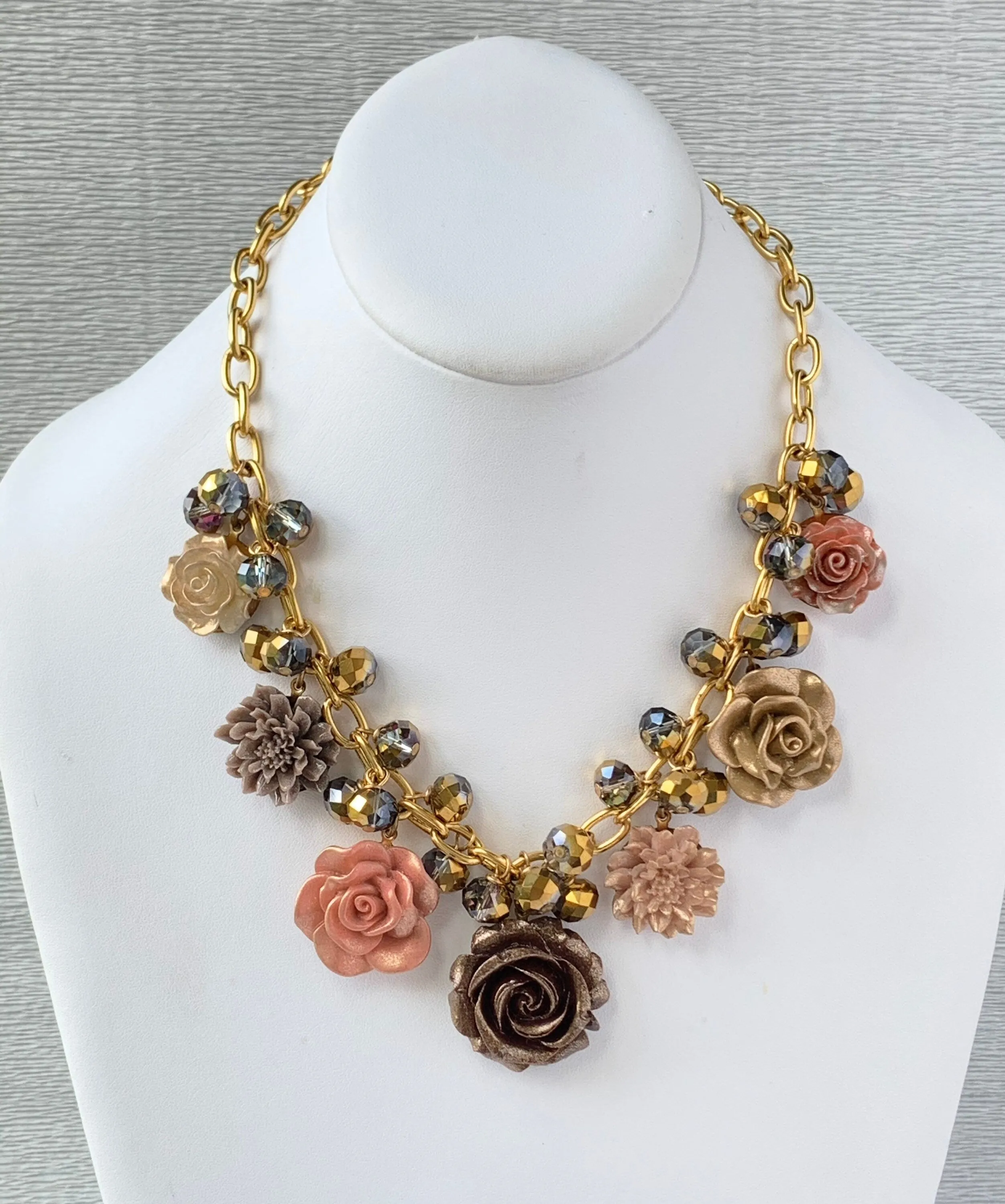 Caramel Honey Fall Bouquet Charm Necklace