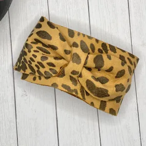 Cheetah Genuine Leather Bow Cuff Bracelet