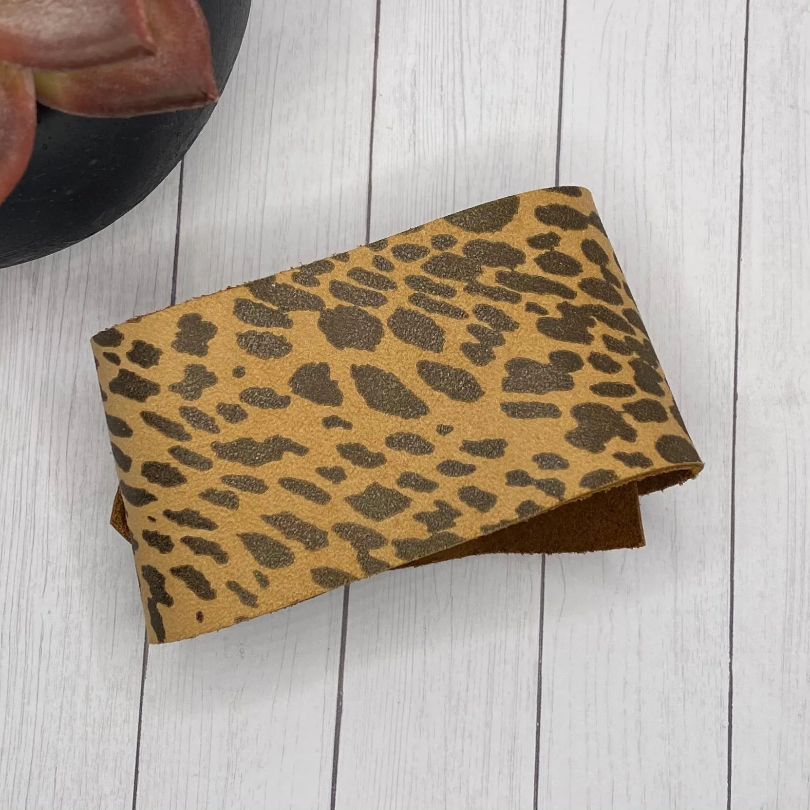 Cheetah Genuine Leather Bow Cuff Bracelet