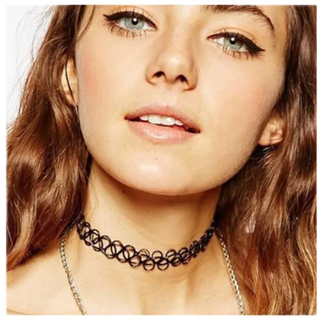 Clavicle kolye New Hot Men Short Vintage Punk Lace Leather Crystal Tattoo Necklace Gothic Bijoux Pendants Women Jewelry Choker