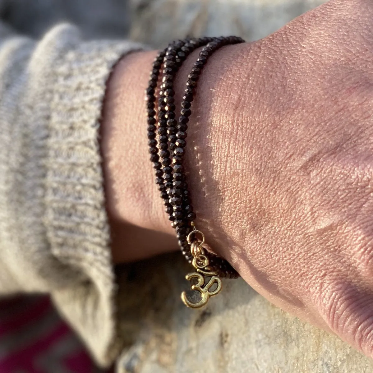 Copper Bronze Wrap Bracelet with Ohm Charm