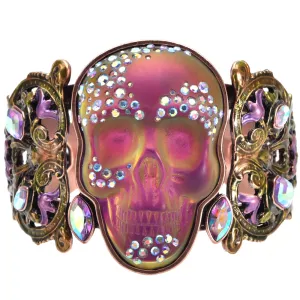 Couture Crystal Skull Cuff Bracelet (Copper Ox/Mystic Iridis)