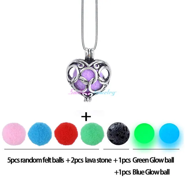 Diversified Felt Glow Balls Lava Stone Aromatherapy Antique Vintage Necklaces Perfume Essential Oil Diffuser Locket Necklace