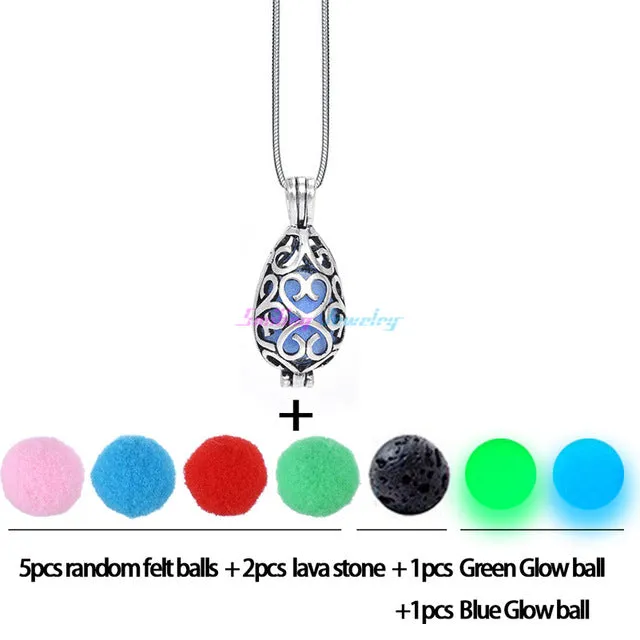 Diversified Felt Glow Balls Lava Stone Aromatherapy Antique Vintage Necklaces Perfume Essential Oil Diffuser Locket Necklace