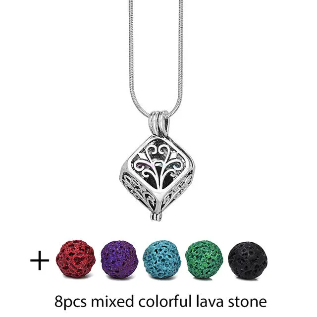 Diversified Felt Glow Balls Lava Stone Aromatherapy Antique Vintage Necklaces Perfume Essential Oil Diffuser Locket Necklace