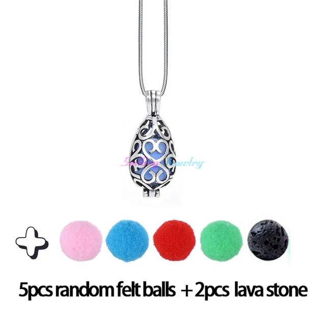 Diversified Felt Glow Balls Lava Stone Aromatherapy Antique Vintage Necklaces Perfume Essential Oil Diffuser Locket Necklace