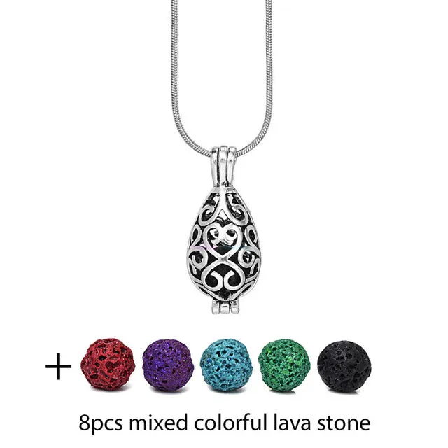 Diversified Felt Glow Balls Lava Stone Aromatherapy Antique Vintage Necklaces Perfume Essential Oil Diffuser Locket Necklace