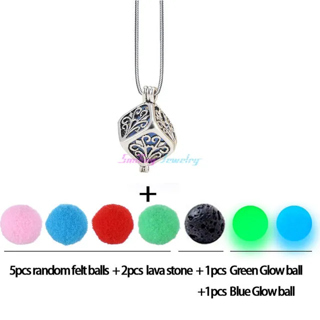 Diversified Felt Glow Balls Lava Stone Aromatherapy Antique Vintage Necklaces Perfume Essential Oil Diffuser Locket Necklace
