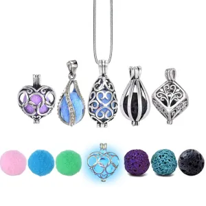 Diversified Felt Glow Balls Lava Stone Aromatherapy Antique Vintage Necklaces Perfume Essential Oil Diffuser Locket Necklace