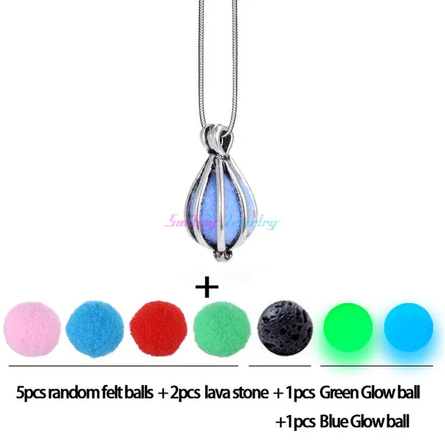 Diversified Felt Glow Balls Lava Stone Aromatherapy Antique Vintage Necklaces Perfume Essential Oil Diffuser Locket Necklace
