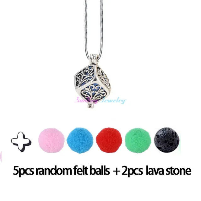 Diversified Felt Glow Balls Lava Stone Aromatherapy Antique Vintage Necklaces Perfume Essential Oil Diffuser Locket Necklace