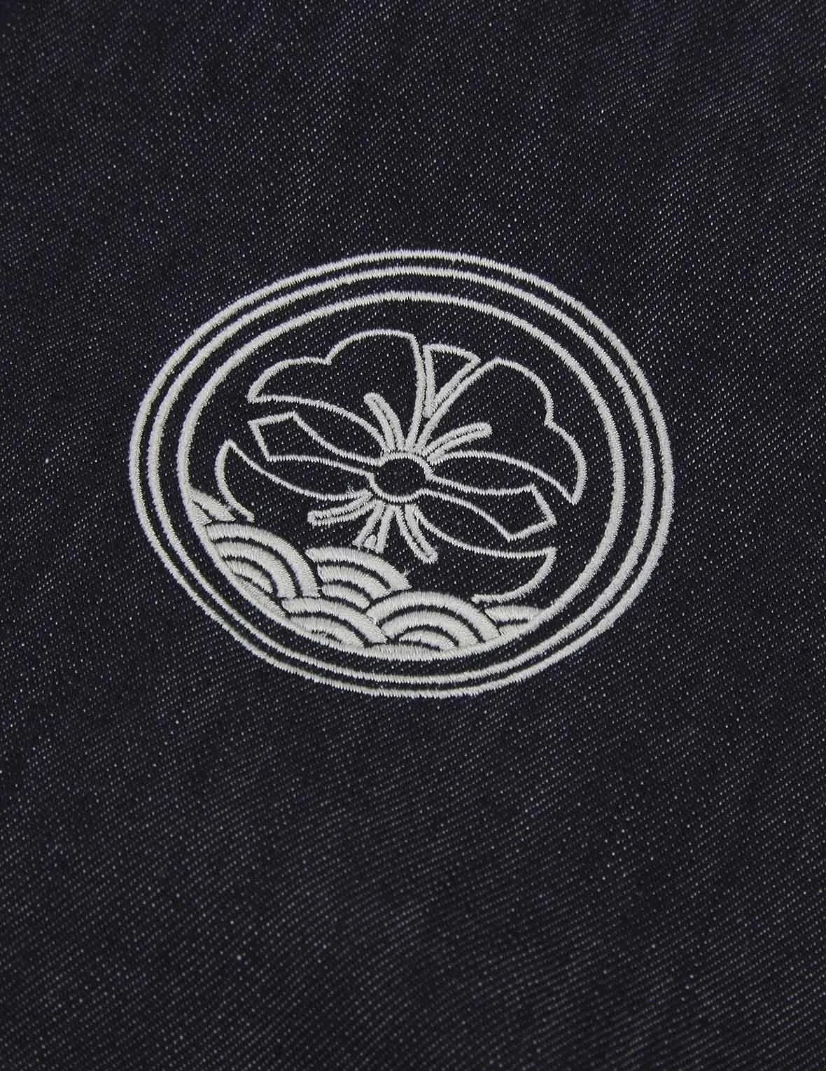 Dragon Embroidered Fabric Blocking Padded Souvenir Jacket