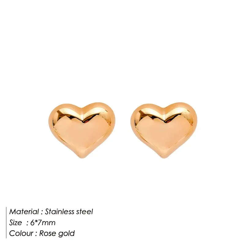 eManco Stainless Steel Love Peach Heart Stud Earrings - Fashion Clip-On Party Jewelry