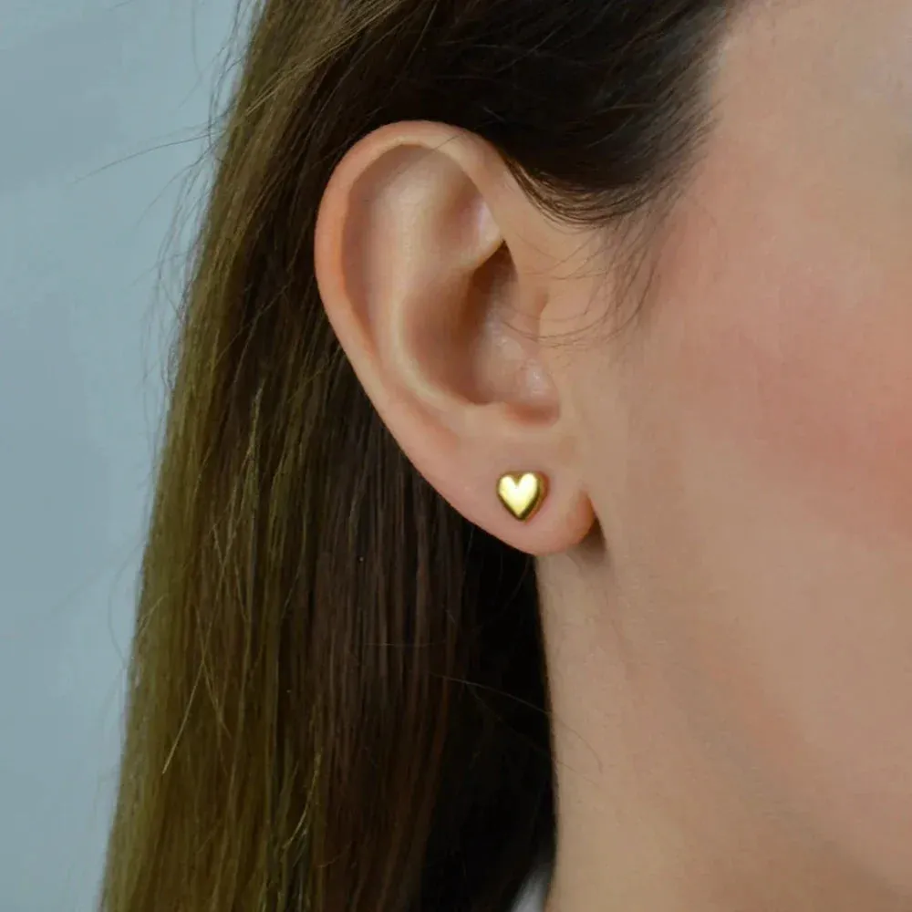 eManco Stainless Steel Love Peach Heart Stud Earrings - Fashion Clip-On Party Jewelry