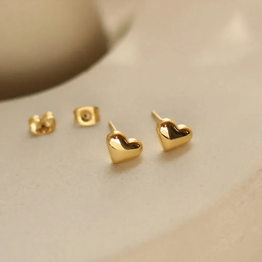 eManco Stainless Steel Love Peach Heart Stud Earrings - Fashion Clip-On Party Jewelry