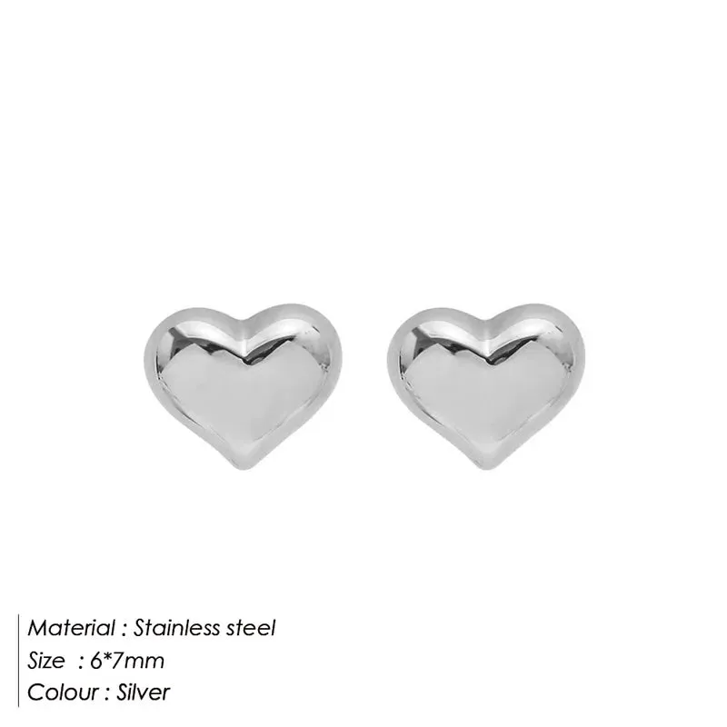 eManco Stainless Steel Love Peach Heart Stud Earrings - Fashion Clip-On Party Jewelry