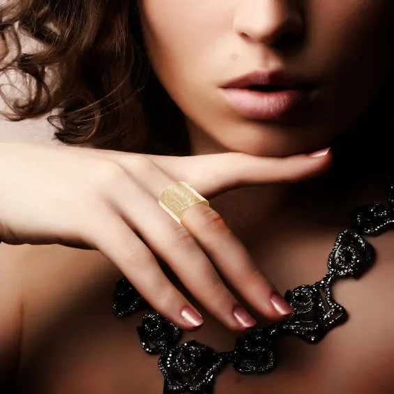 Engraved Gold Monogrammed Cuff Ring