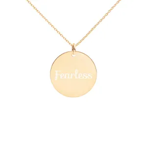Fearless Engraved Silver Disc Necklace
