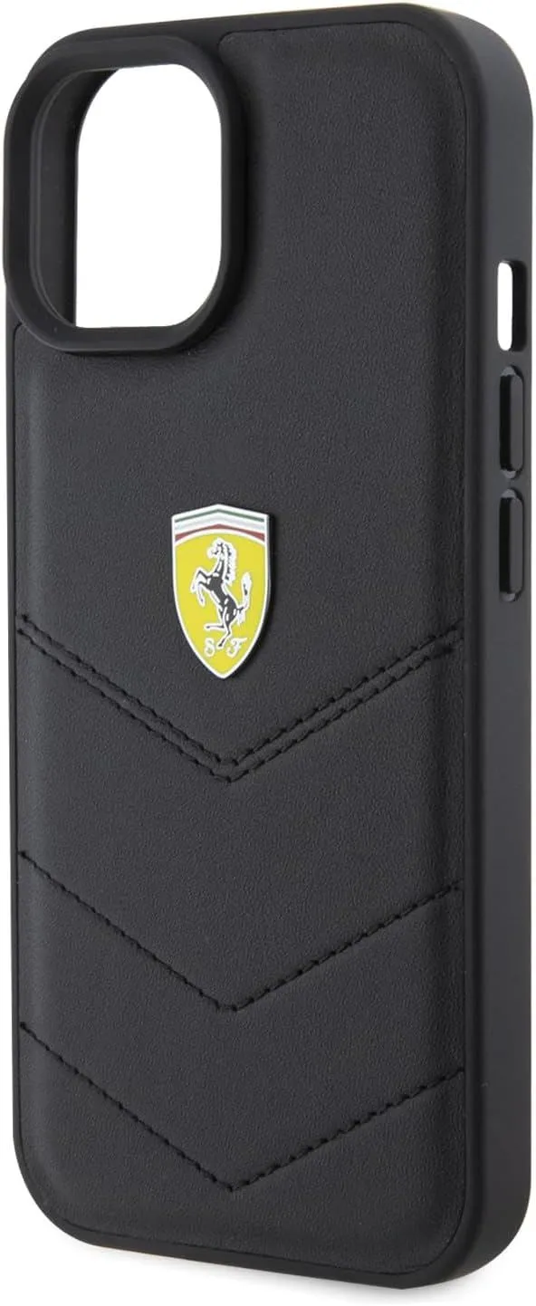 Ferrari Twist Metal Logo Case for iphone 15 6.1" Black - FEHCP15SRDUK