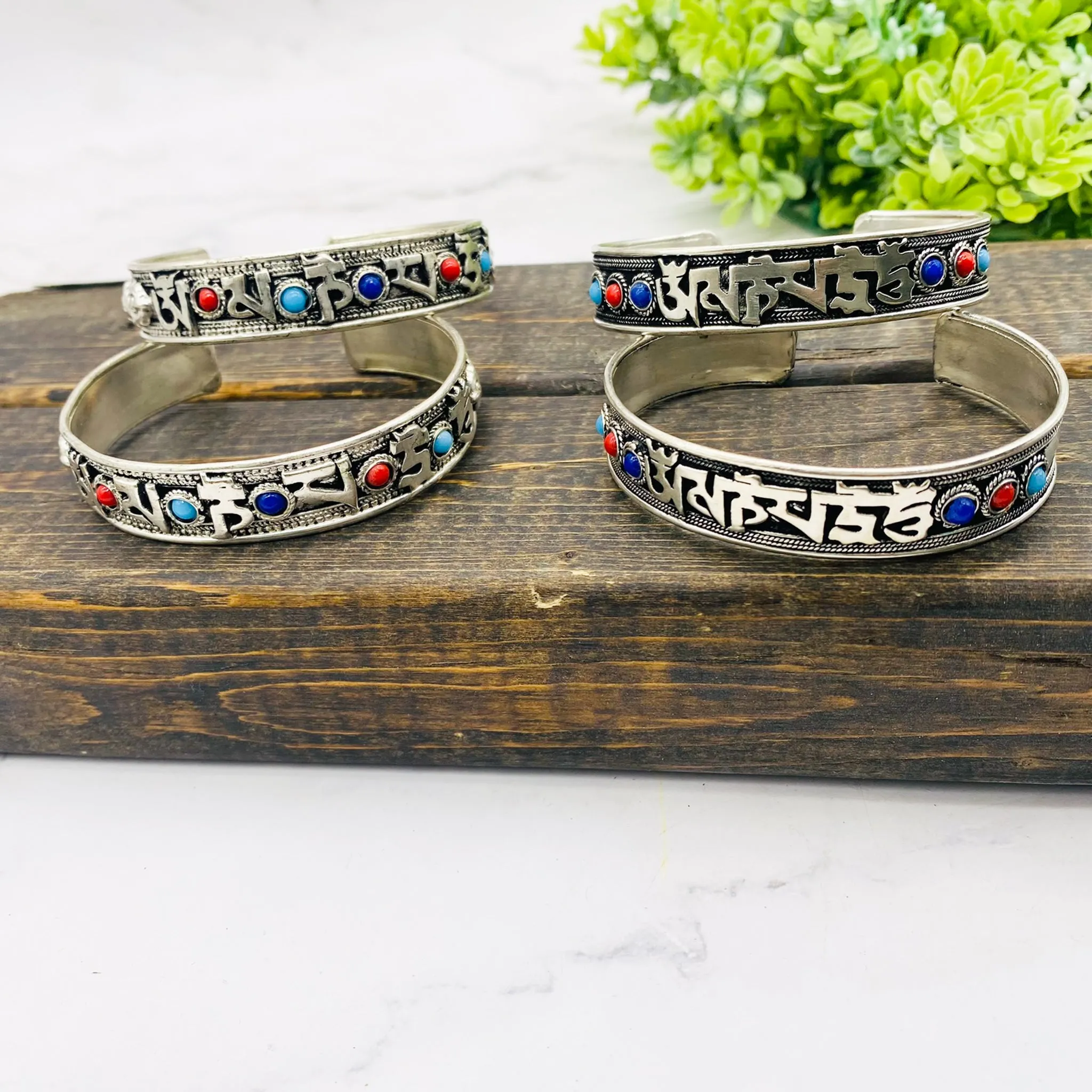 Filigree Handmade Cuff Bracelet with Healing  Mantra