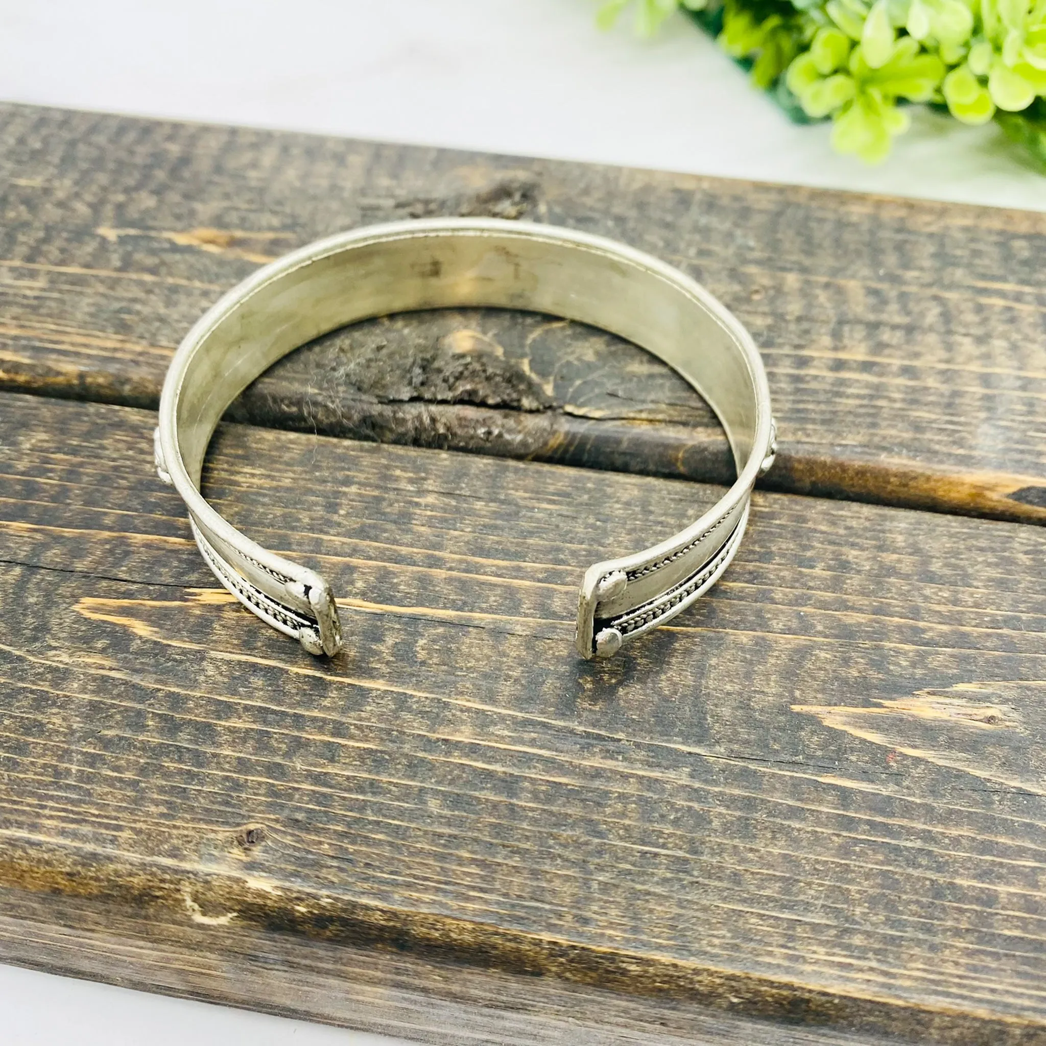 Filigree Handmade Cuff Bracelet with Healing  Mantra