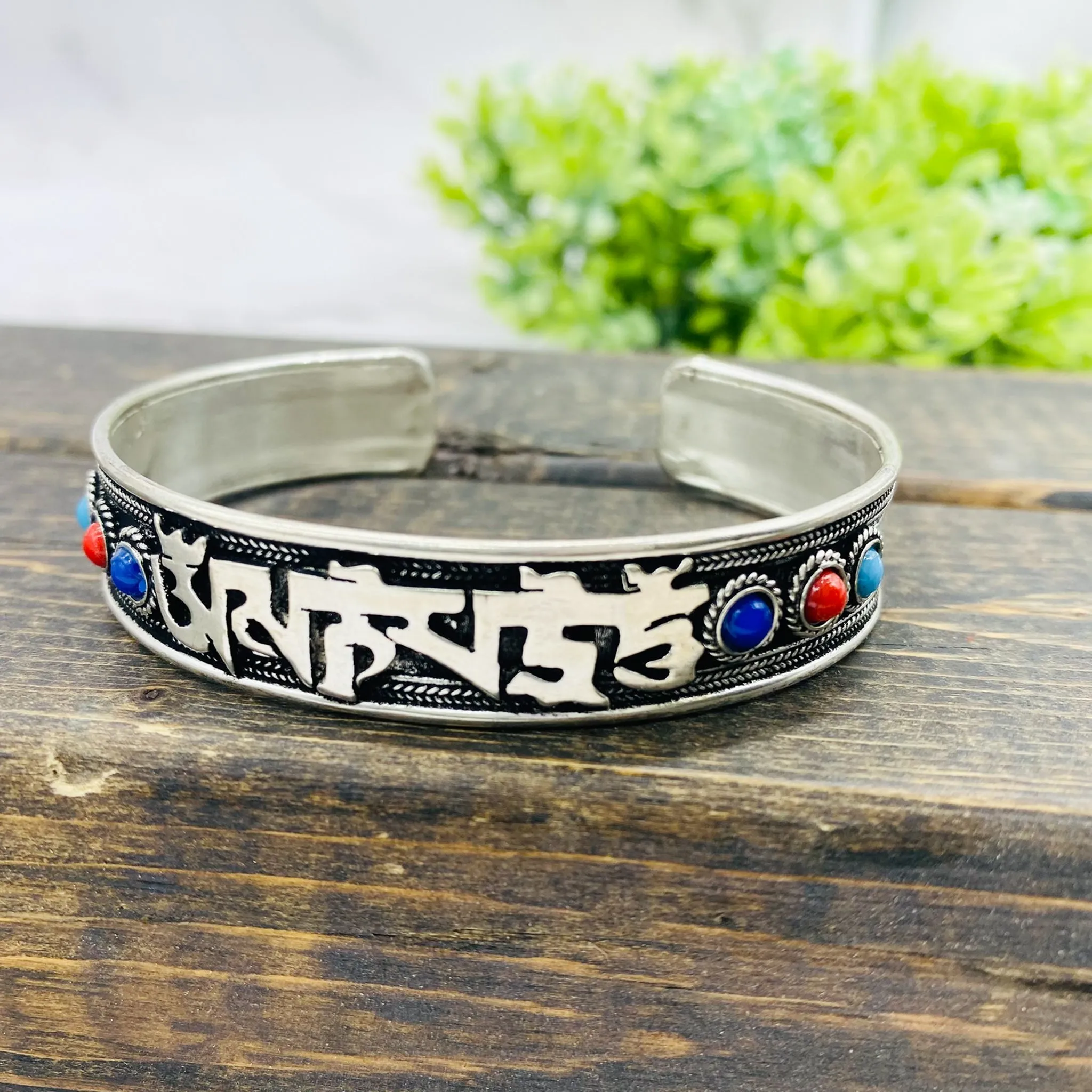 Filigree Handmade Cuff Bracelet with Healing  Mantra