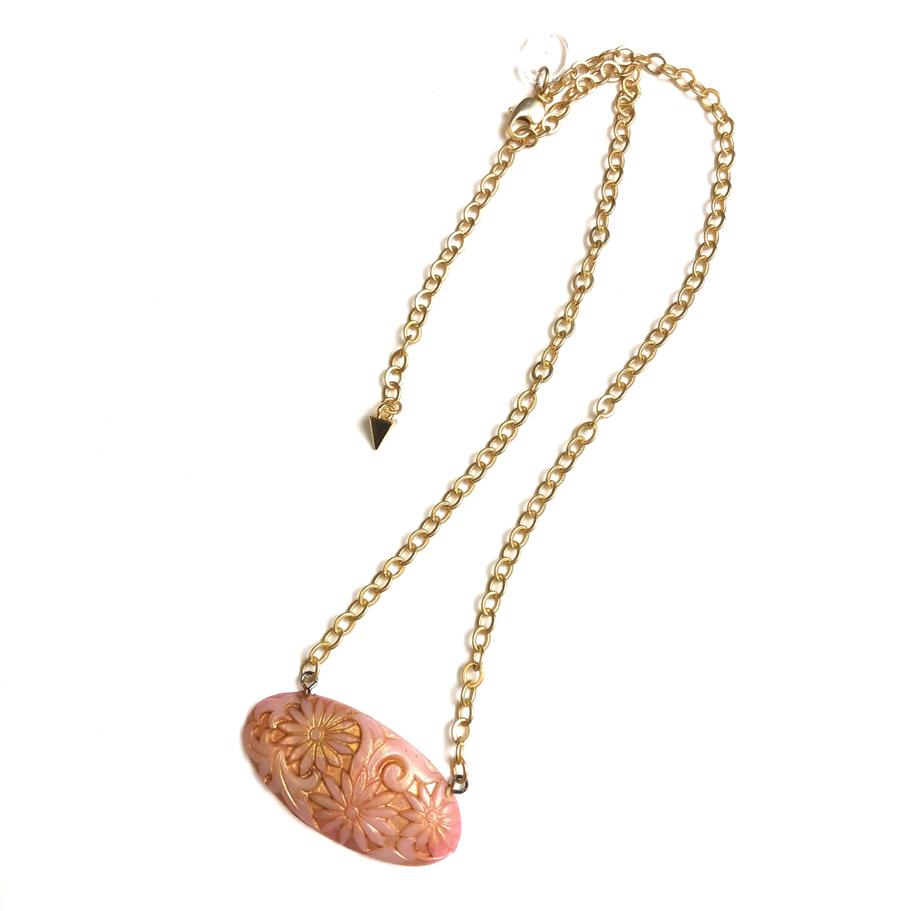 Floral Romance Pink & Gold Leaf Necklace