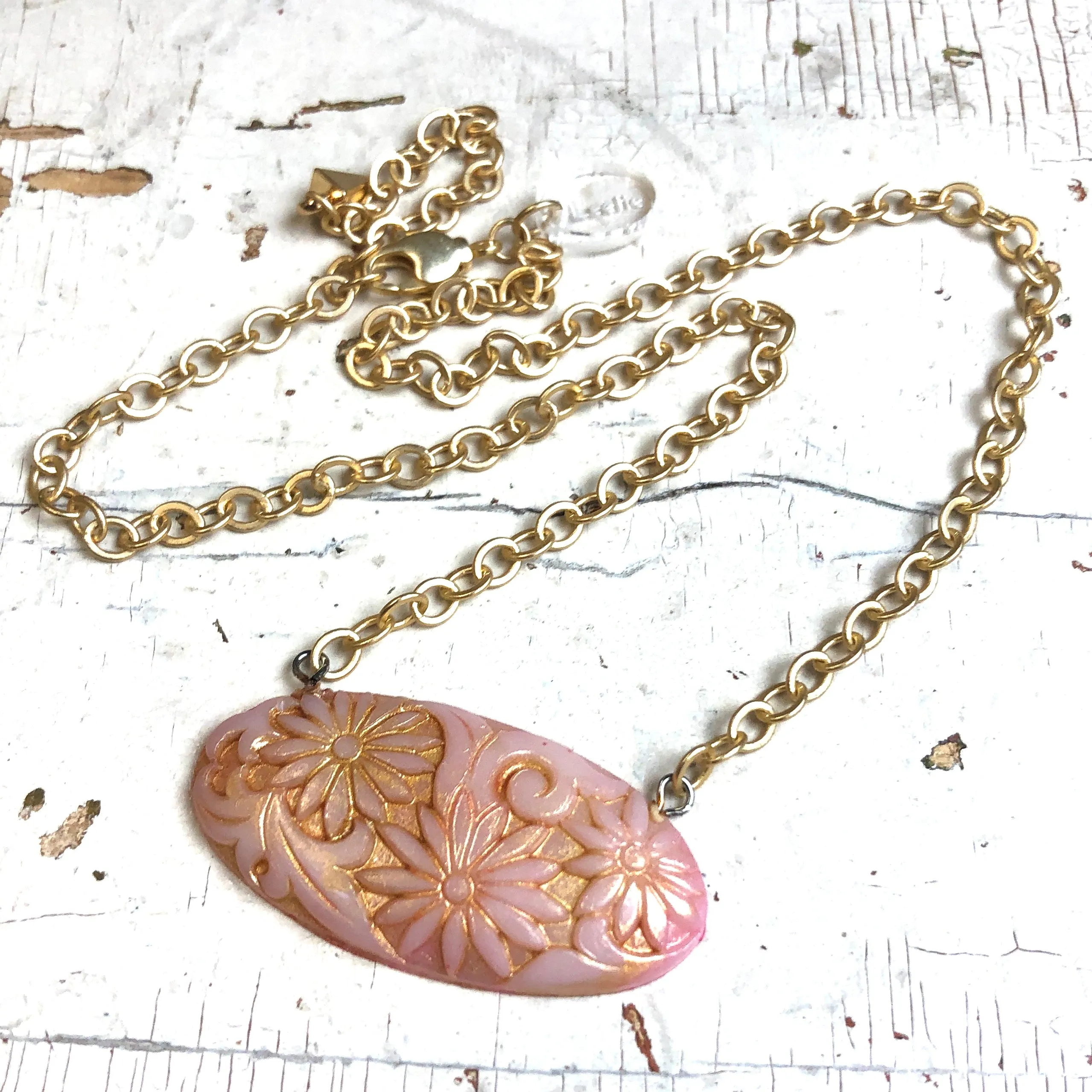 Floral Romance Pink & Gold Leaf Necklace