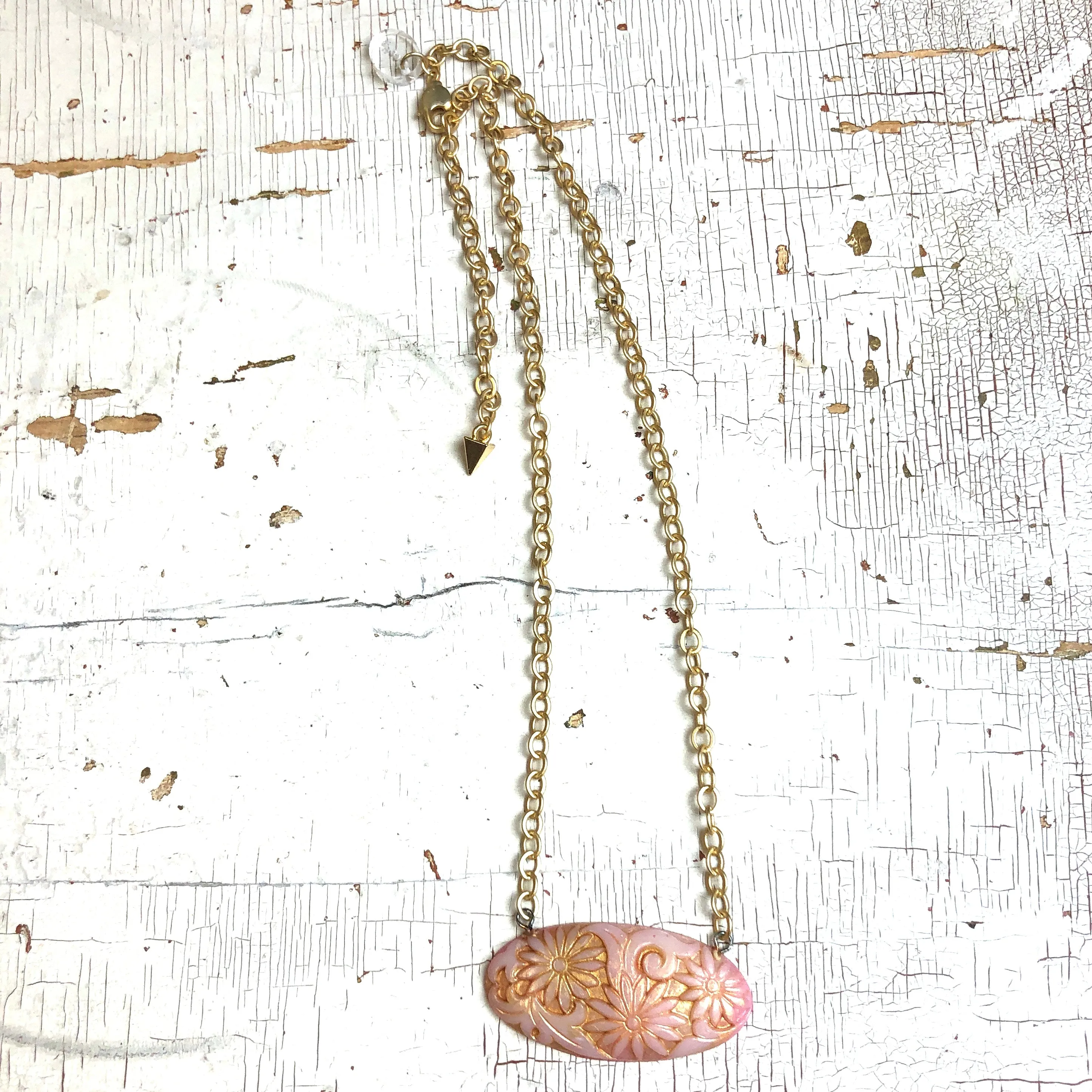 Floral Romance Pink & Gold Leaf Necklace