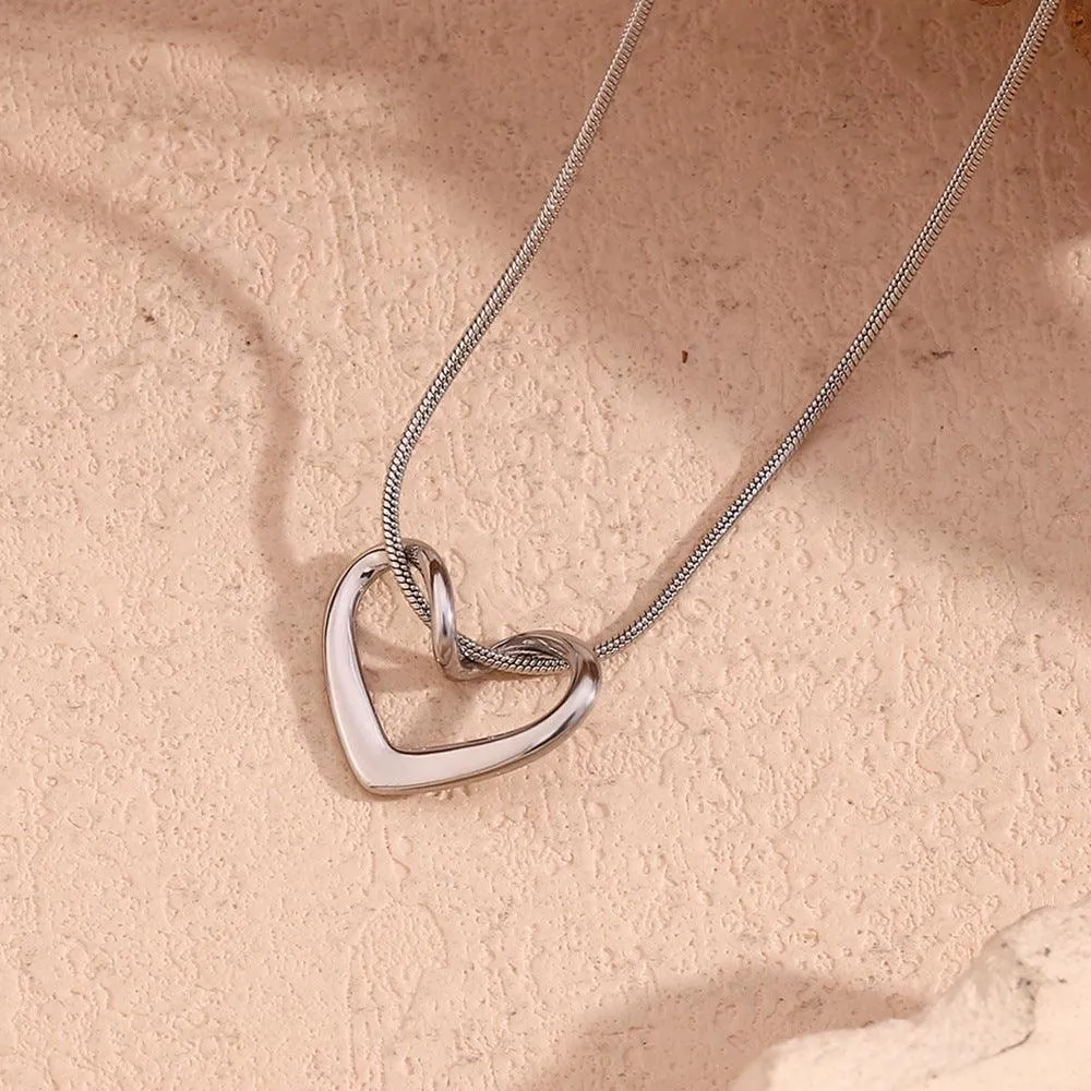 Gold and Silver Heart Knot Pendant Necklace – Minimalist Jewellery for Women