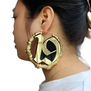 Gold Bamboo Number Earrings
