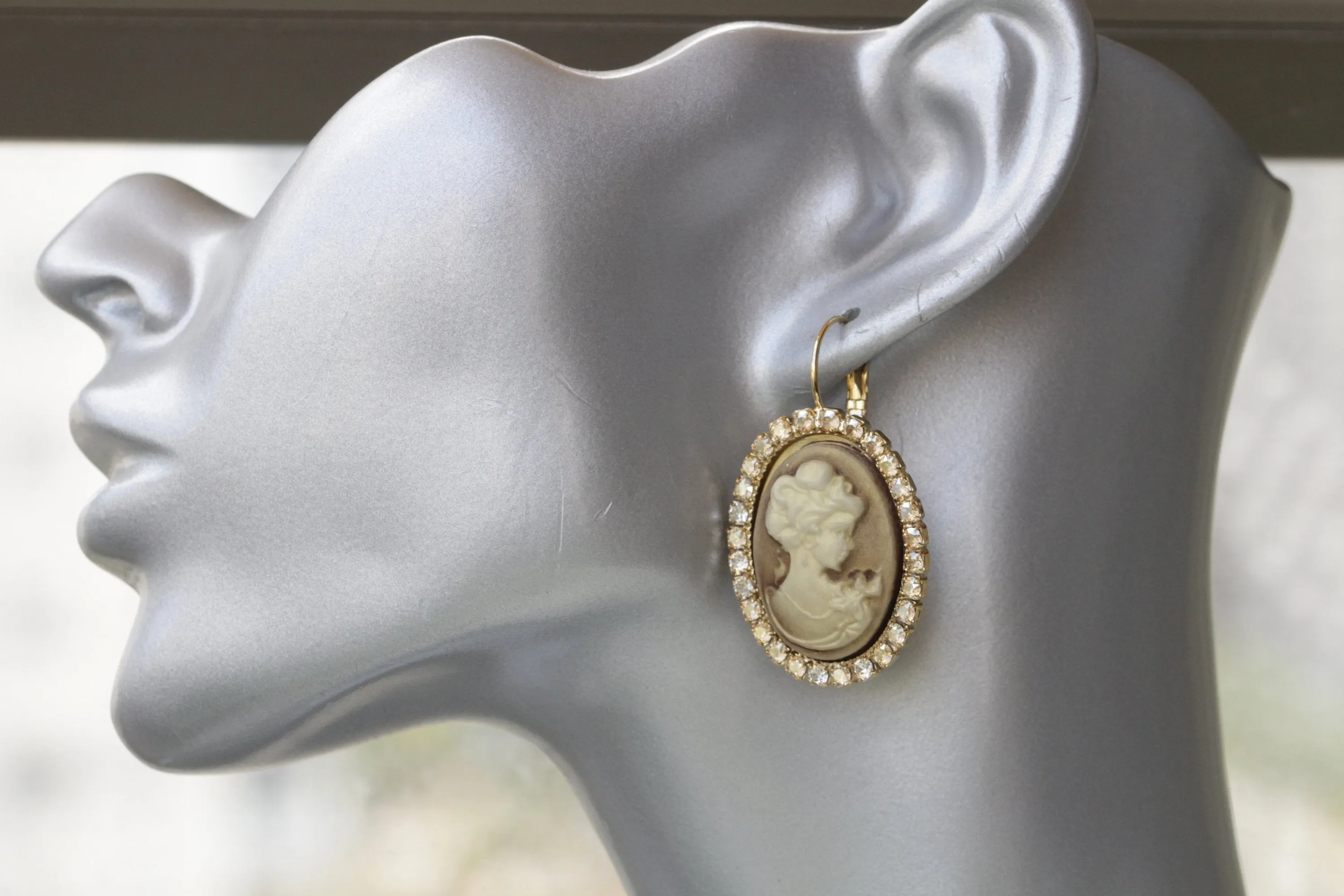 GOLD CAMEO EARRINGS