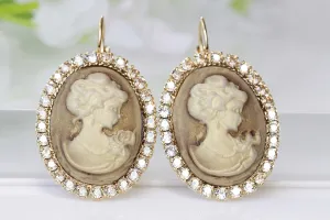 GOLD CAMEO EARRINGS