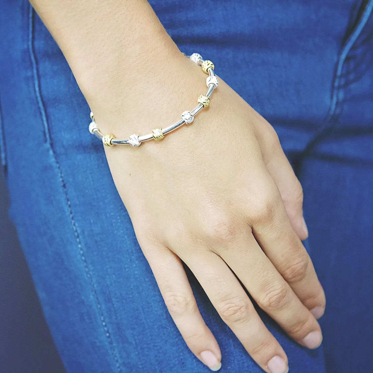 Golf Goddess Two-Tone Silver and Gold Stroke Counter Bracelet
