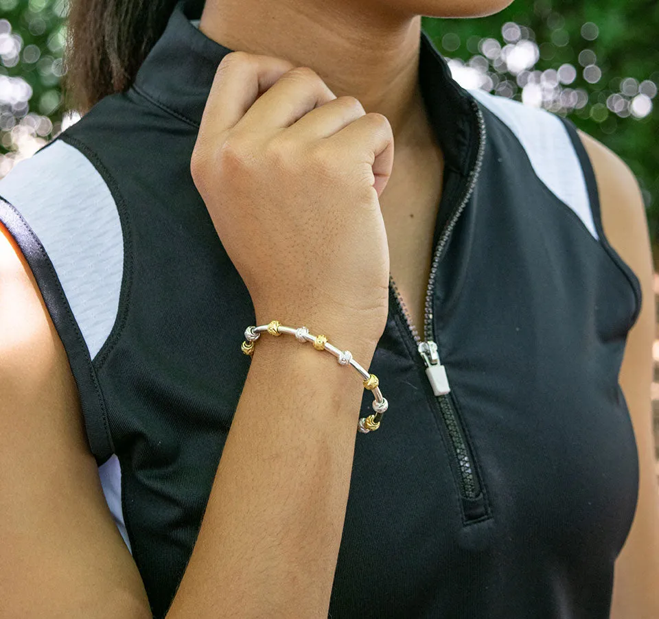 Golf Goddess Two-Tone Silver and Gold Stroke Counter Bracelet