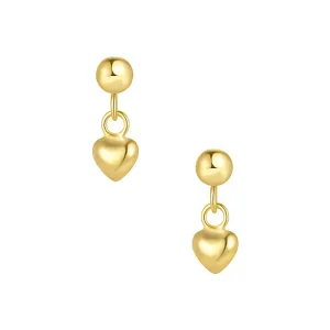 Heart Shape Drop Ball Back Earrings